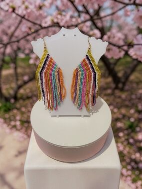 Plunder Multicolor Beaded Fringe Earrings